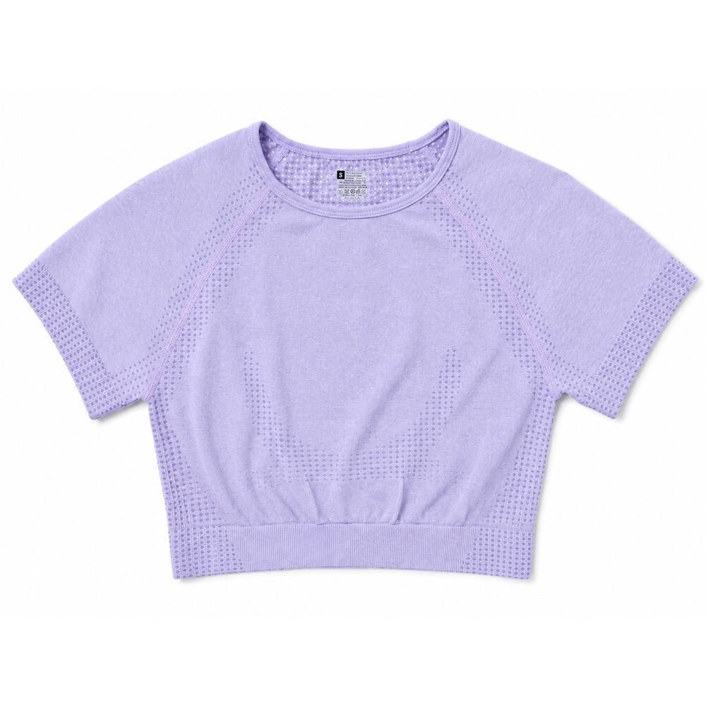 Women’s Seamless Lavender Crop Top Size Small Open Back Athletic Yoga Gym Shirt - Picture 1 of 3